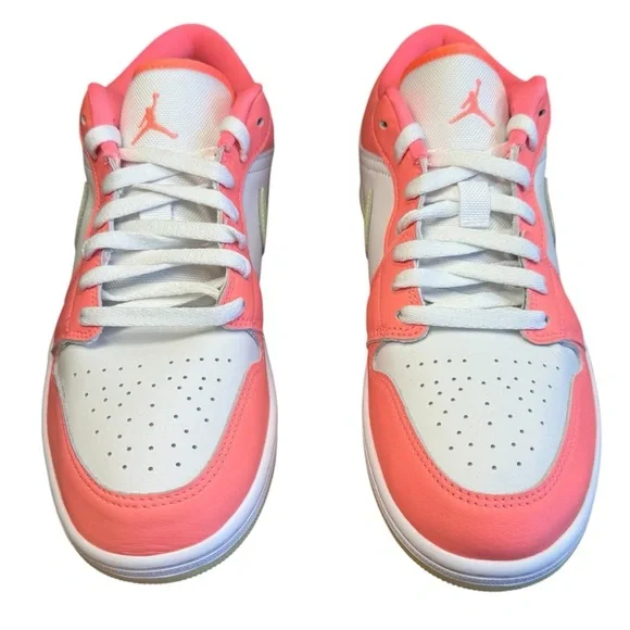 Nike Air Jordan 1 Low SE sneakers. Lava Glow, Barely Volt, & White. Mens Size 11